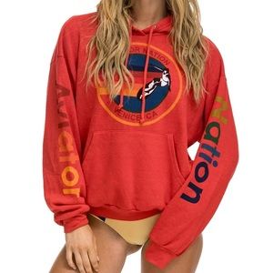 AVIATOR NATION RELAXED PULLOVER HOODIE - RED
